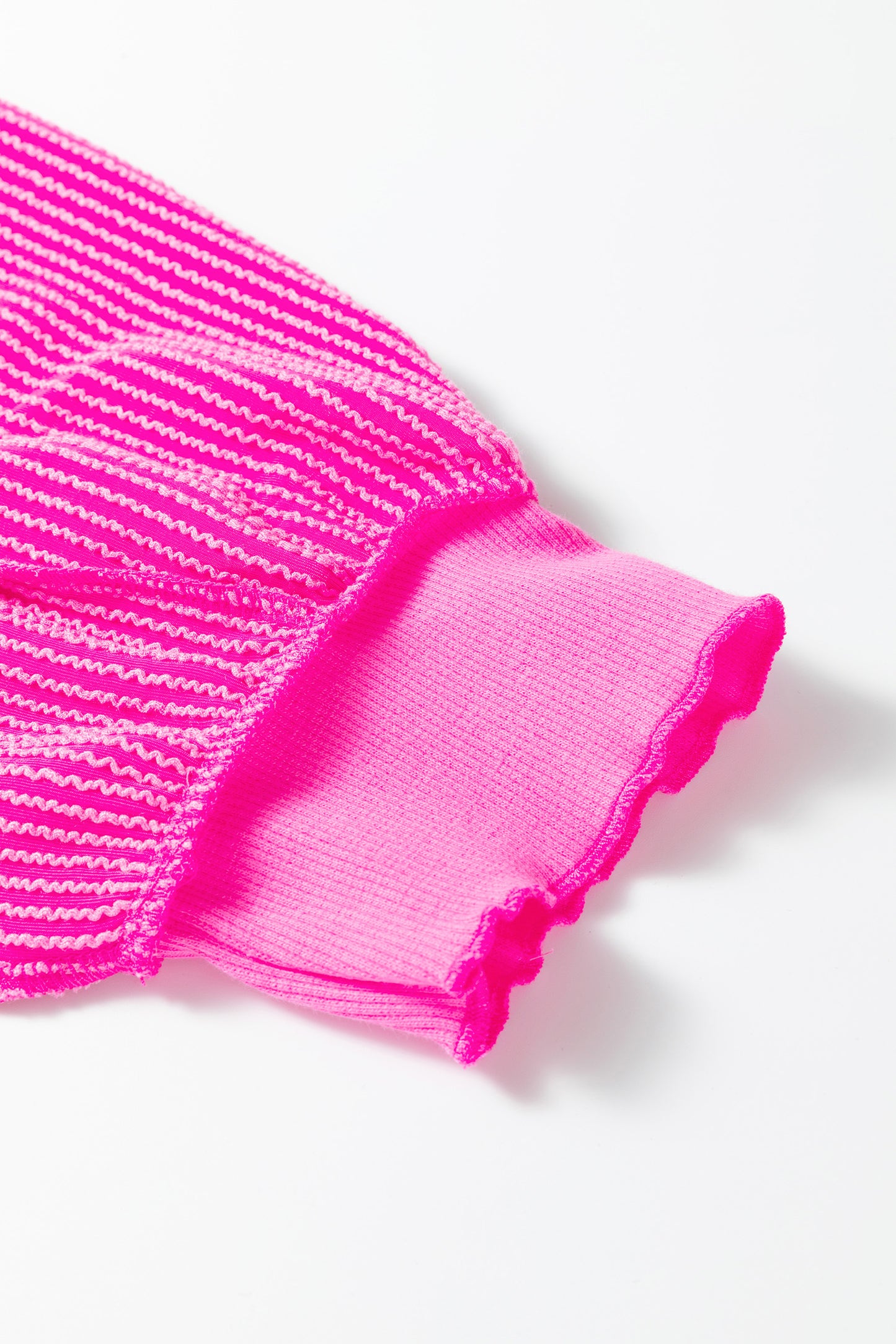 Rose Red Drop Shoulder Uneven Hem Plus Size Twisted Rib Top