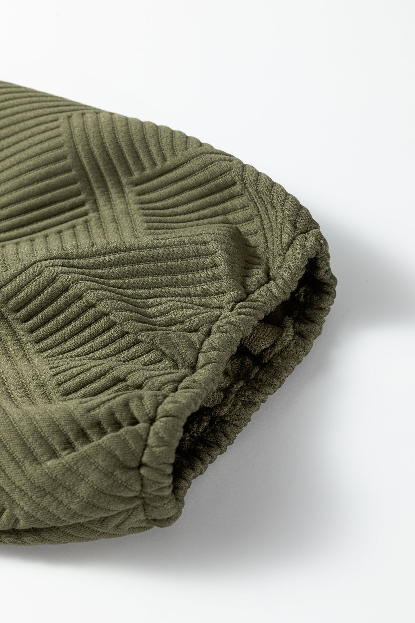 Jungle Green Plus Size Textured Contrast Trim Quarter Zip Bracelet Sleeve Mini Dress