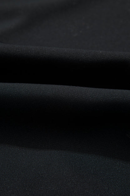 Black Plus Size Leopard Patchwork V Neck 3/4 Sleeve Ruffle Hem Mini Dress