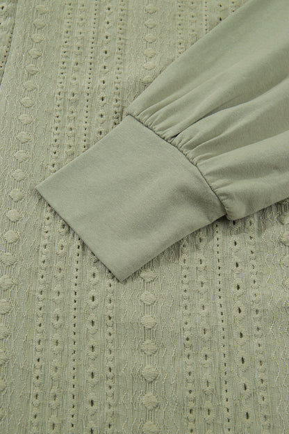 Laurel Green Jacquard Frilled Ruffled Long Sleeve Mini Dress