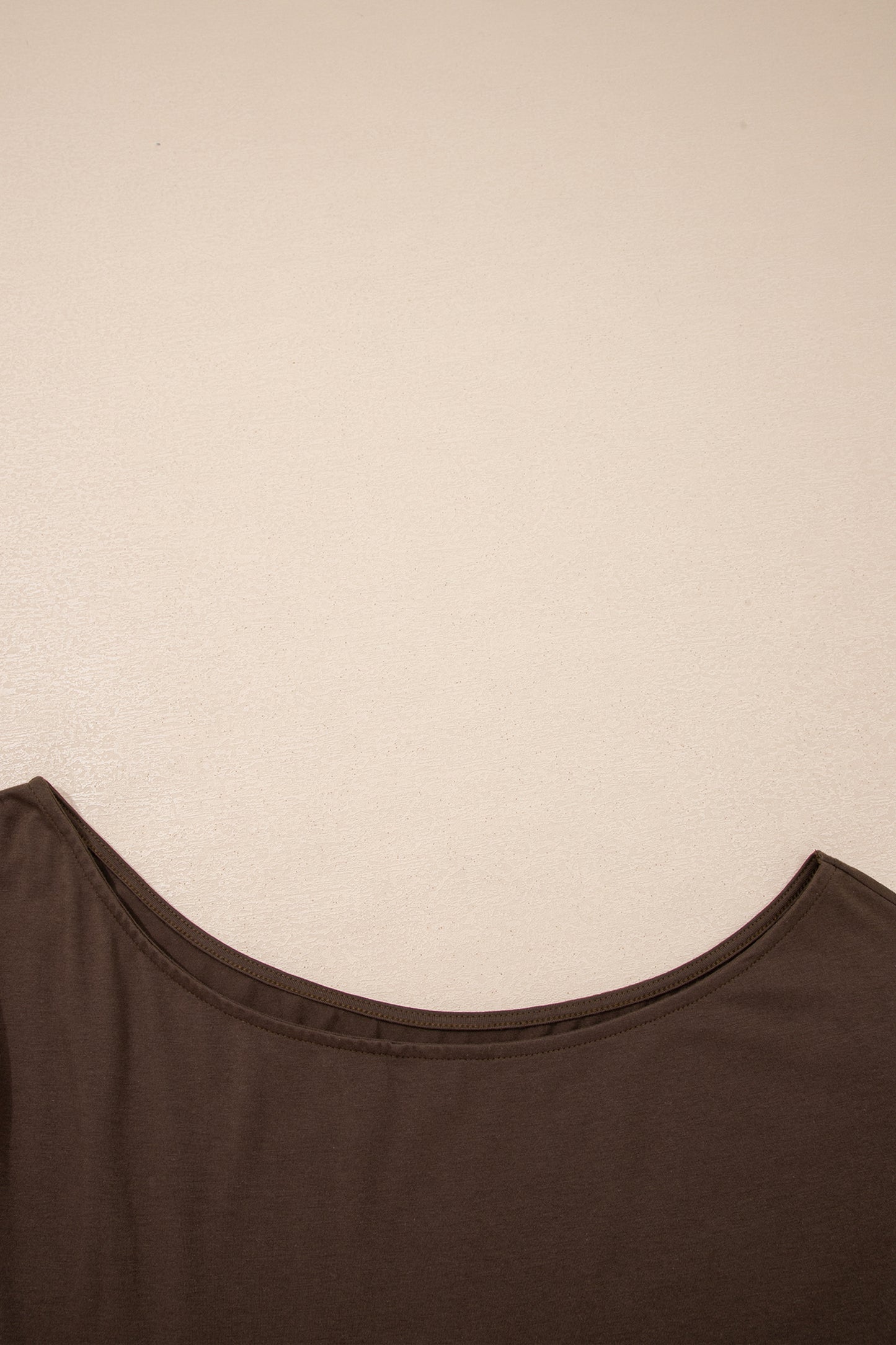 Coffee Plus Size Solid Color Asymmetric Neck Short Sleeve Blouse