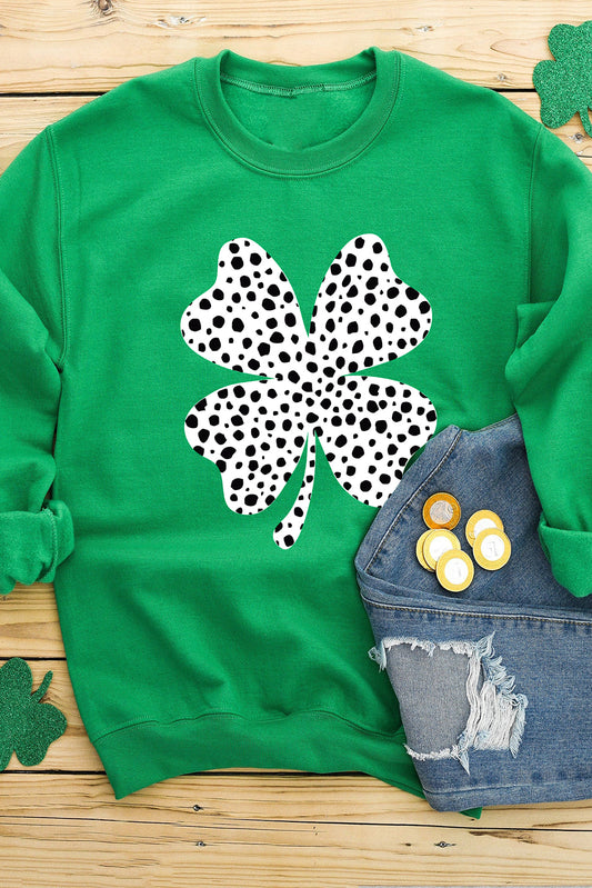 Dark Green St Patricks Day Spotty Clover Graphic Sweatshirt