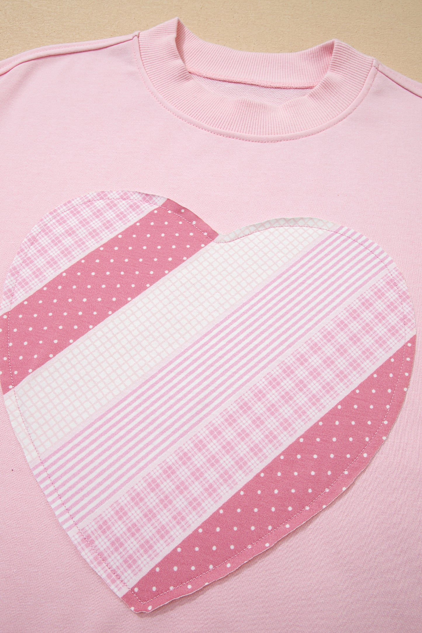 Light Pink Sweetheart Patchwork Oversize Sweatshirt