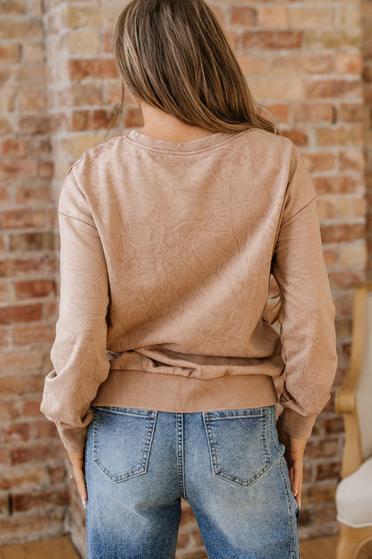 Sea Green saved by grace Letter Embroidery Mineral Wash Loose Sweatshirt