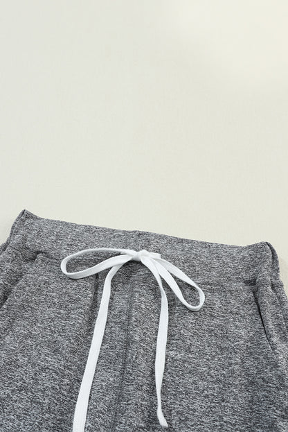Gray Drawstring Elastic Waistband Pocketed Joggers