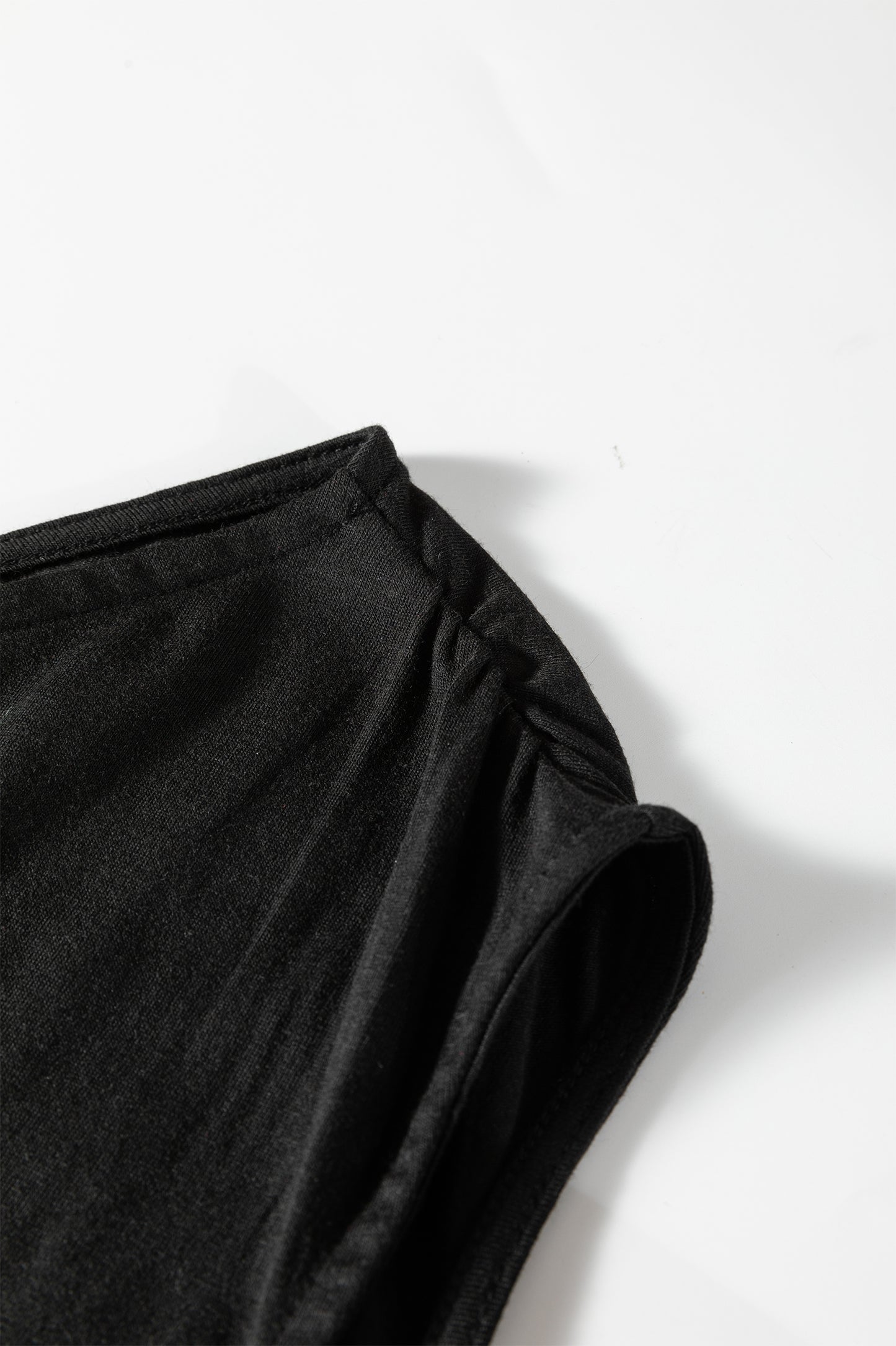 Black Plus Size Solid Color Asymmetric Neck Short Sleeve Blouse