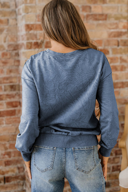 Sea Green saved by grace Letter Embroidery Mineral Wash Loose Sweatshirt