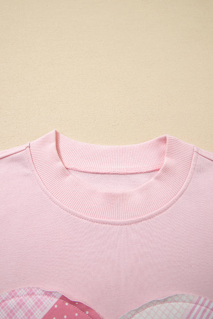 Light Pink Sweetheart Patchwork Oversize Sweatshirt