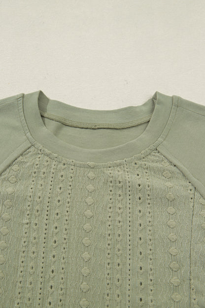 Laurel Green Jacquard Frilled Ruffled Long Sleeve Mini Dress