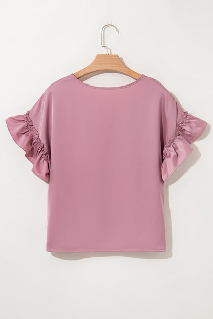 Toadstool Satin Ruffle Sleeve Top
