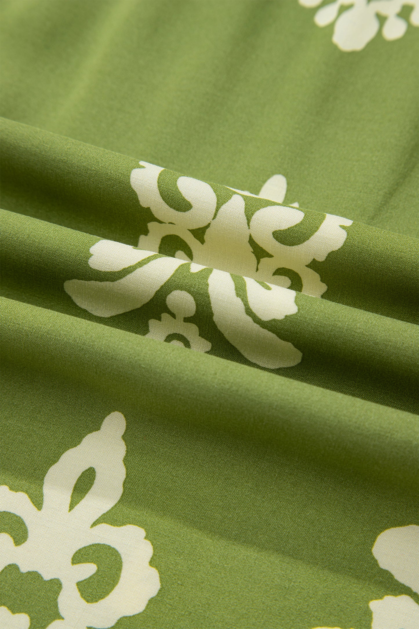 Green Boho Chic Notched V Neck Plus Floral Short Sleeve Top