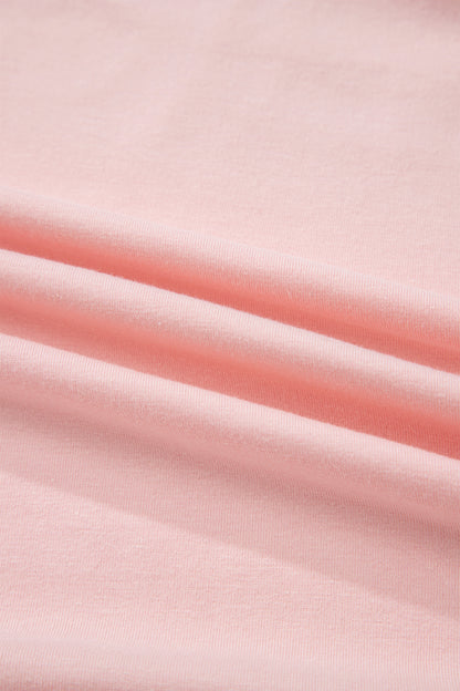 Gossamer Pink Plus Size Solid Color Asymmetric Neck Short Sleeve Blouse